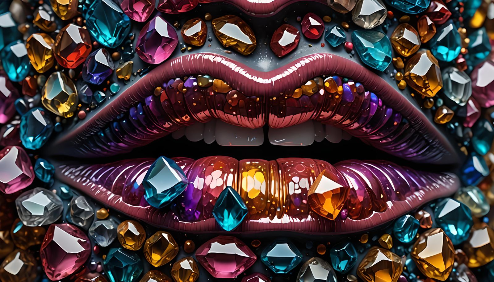 Mesmerizing Crystal Lips in Hyperrealistic Style