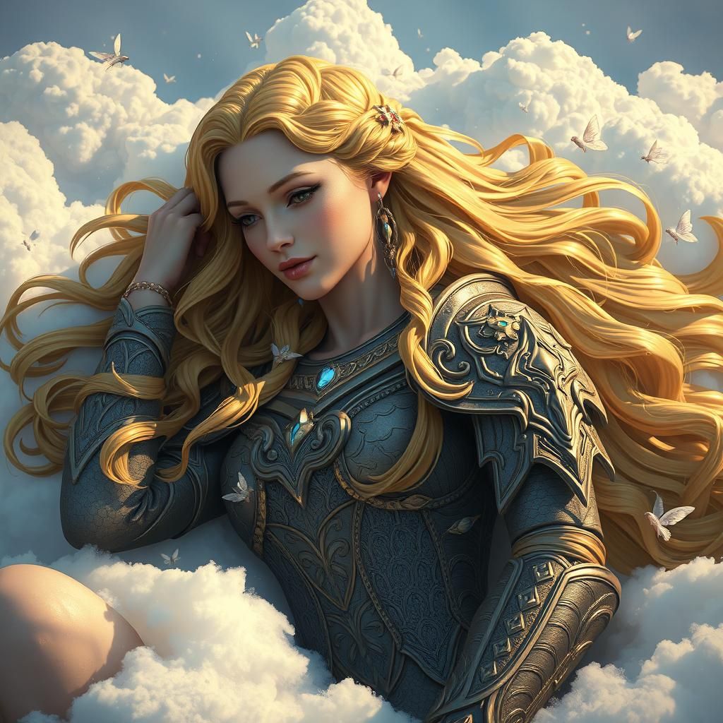 Freyja in Clouds: A Fantasy Concept Art