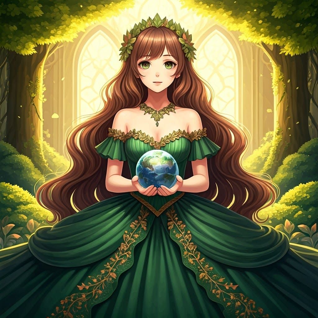 Anime Nature Queen in Woodland Palace