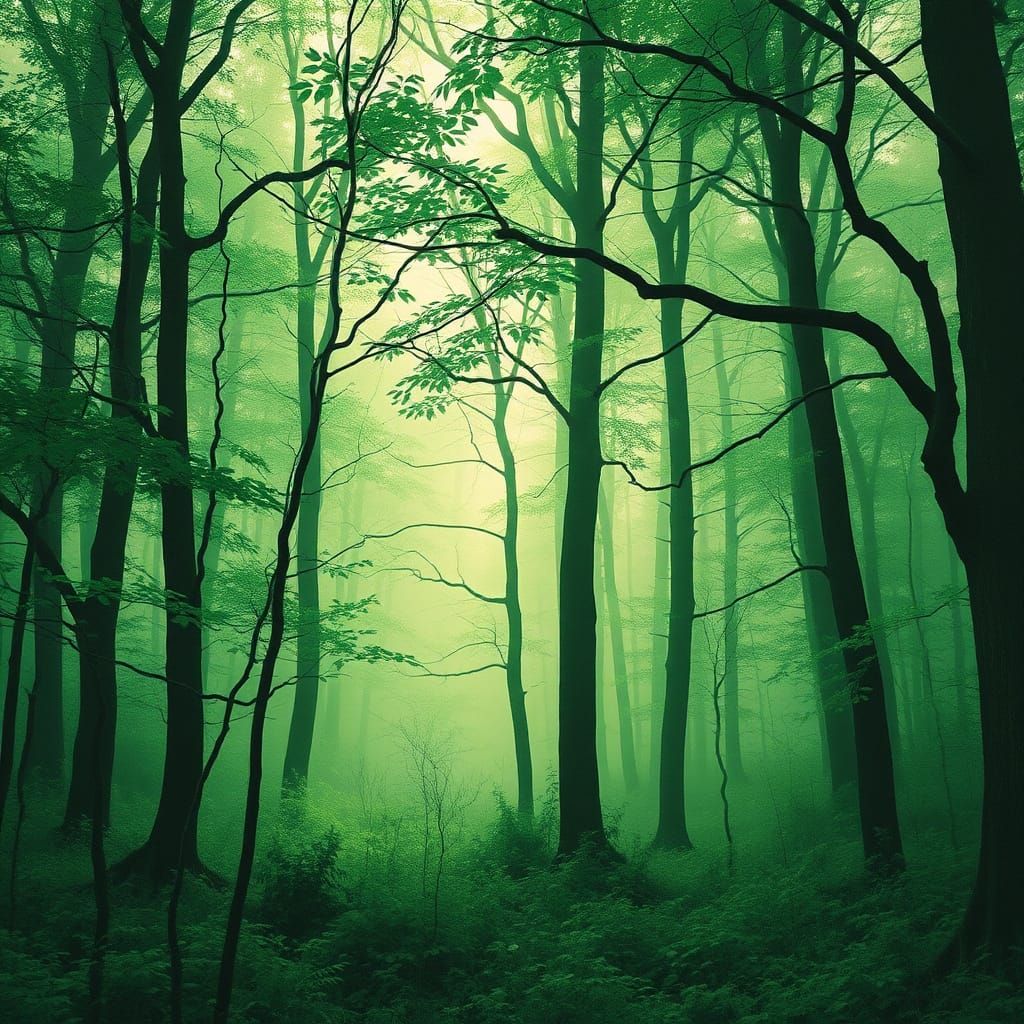 Bauhaus Color Study: Enchanting Green Forest