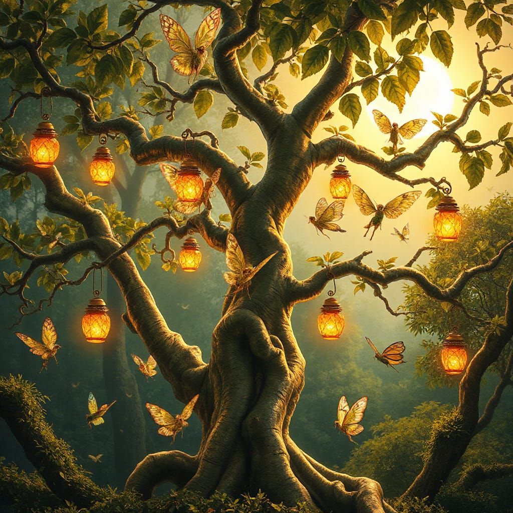 Mystical Sylfael Tree in Ethereal Forest Landscape