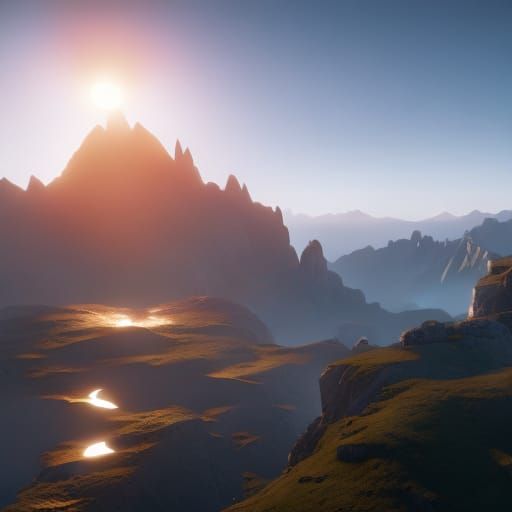 Mount Olympus at Dawn in 3D Cinematic Style