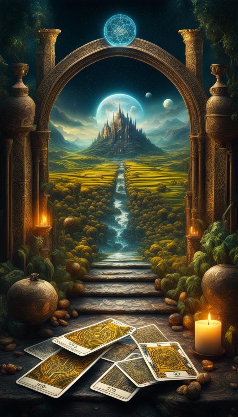 Mystical Tarot Card Background with Magic Symbols