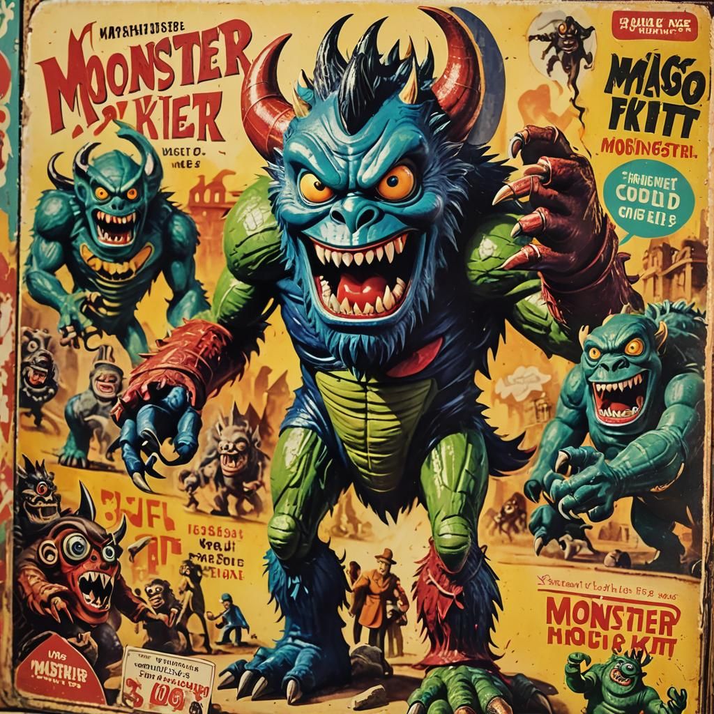 Vintage Monster Kit Toy Box Art in Pop Style
