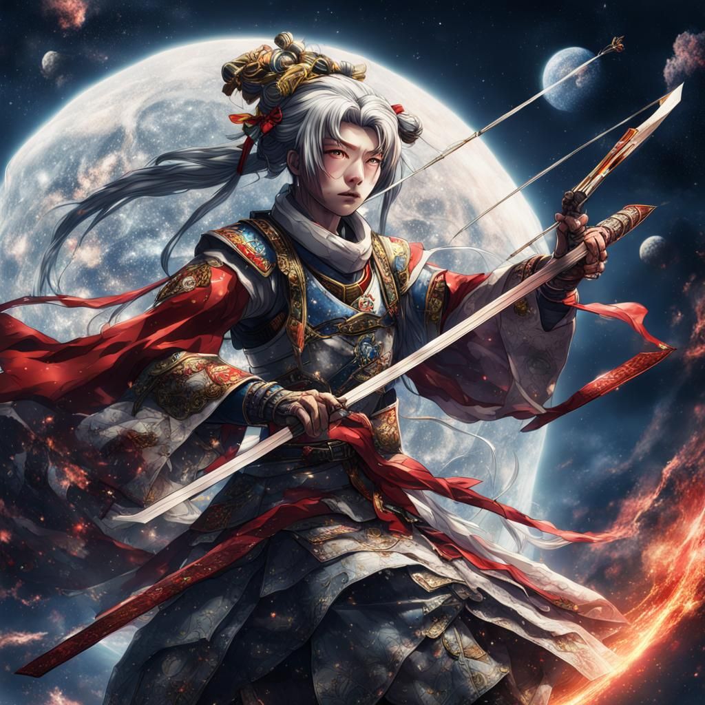 Tomoe Gozen in Space: Hyperrealistic HDR Portrait