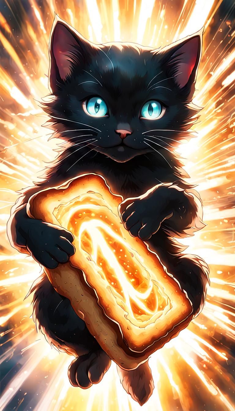 Kitten Spellcaster with Bread: Double Exposure Anime
