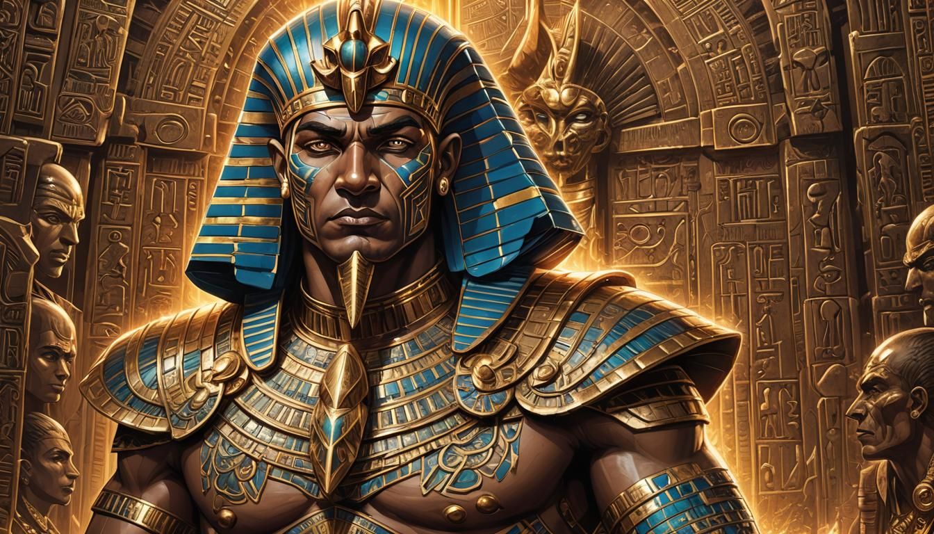 Pharaoh Neferkha Portrait in Comic Book Style