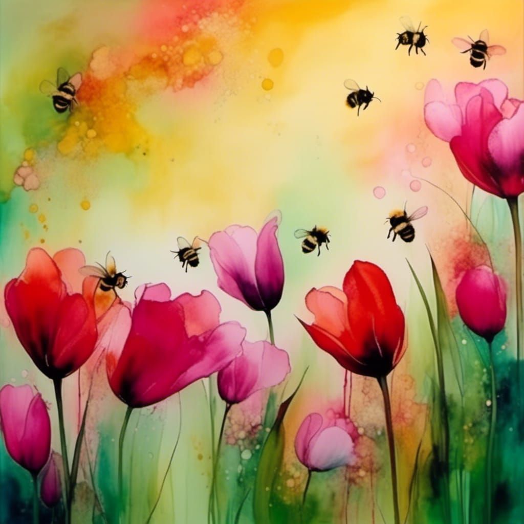 Soft tulips & bees