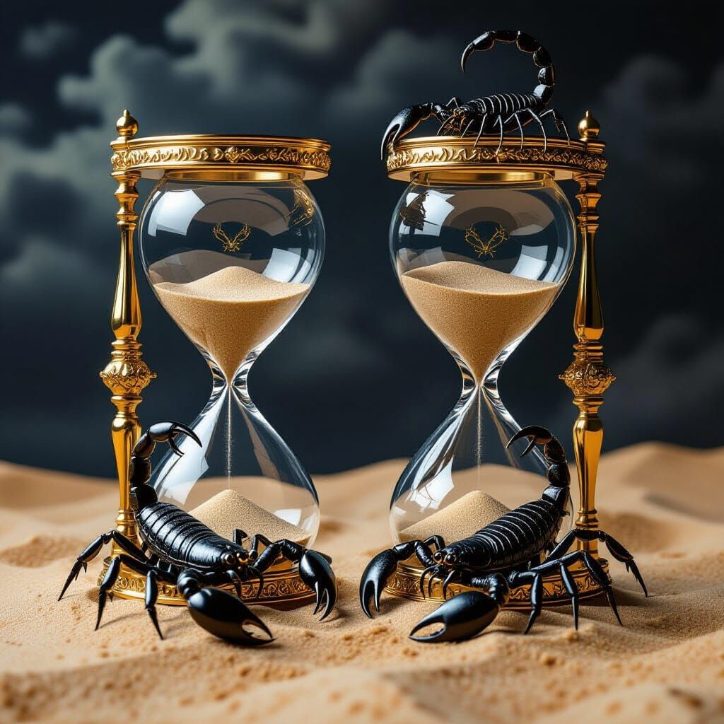 Hourglass with Scorpions in Gothic Industrial Style