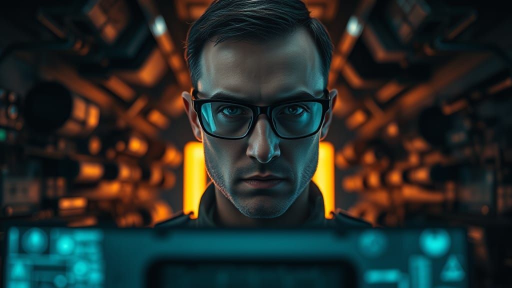 Military Strategist Ponders Radar Data in High-Tech Lair