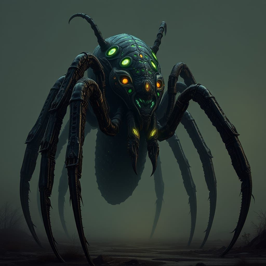 Arachnid Alien Species with Hive Mind and Bioluminescent Mar...