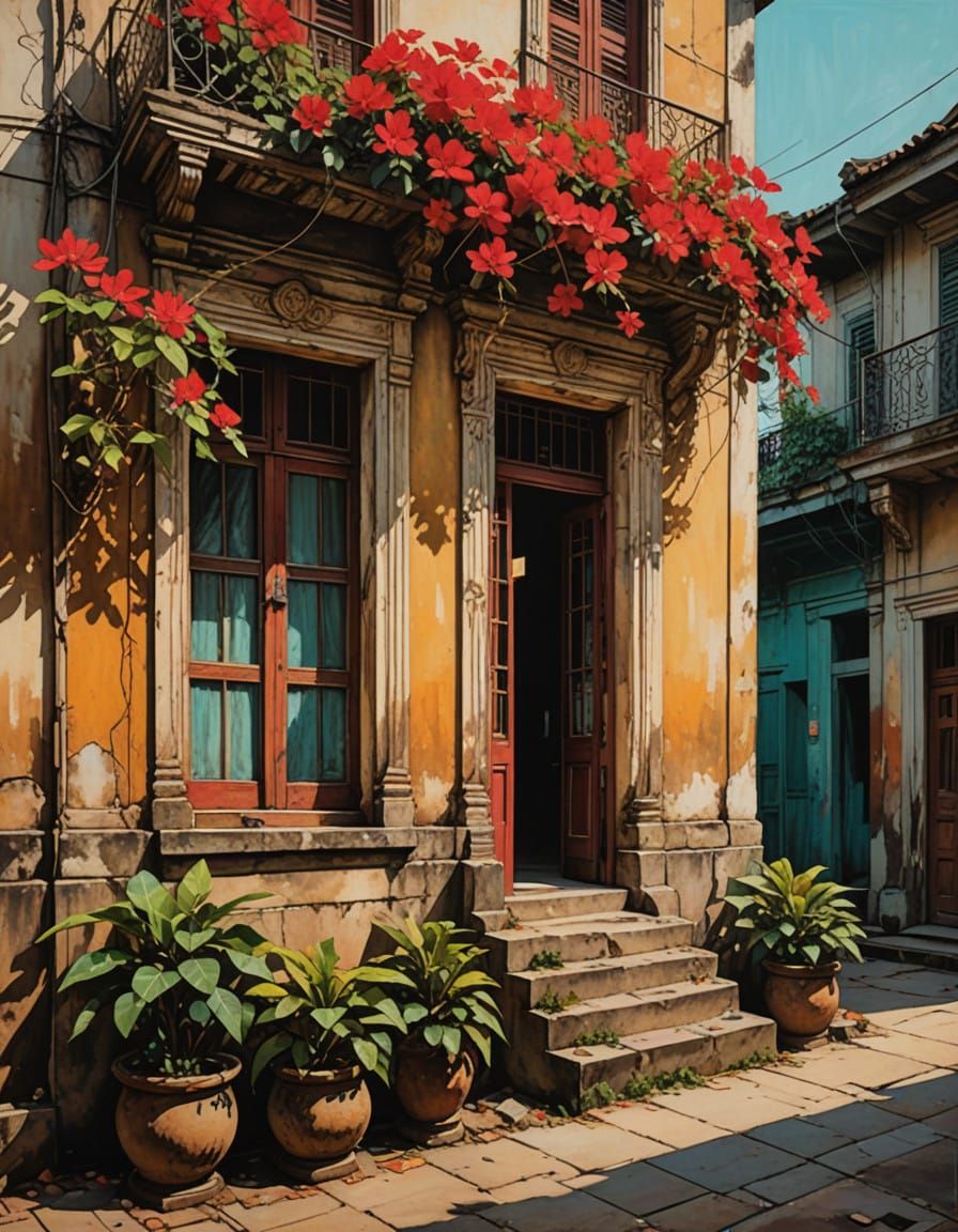 Colonial Indochina House in Vibrant Bloom