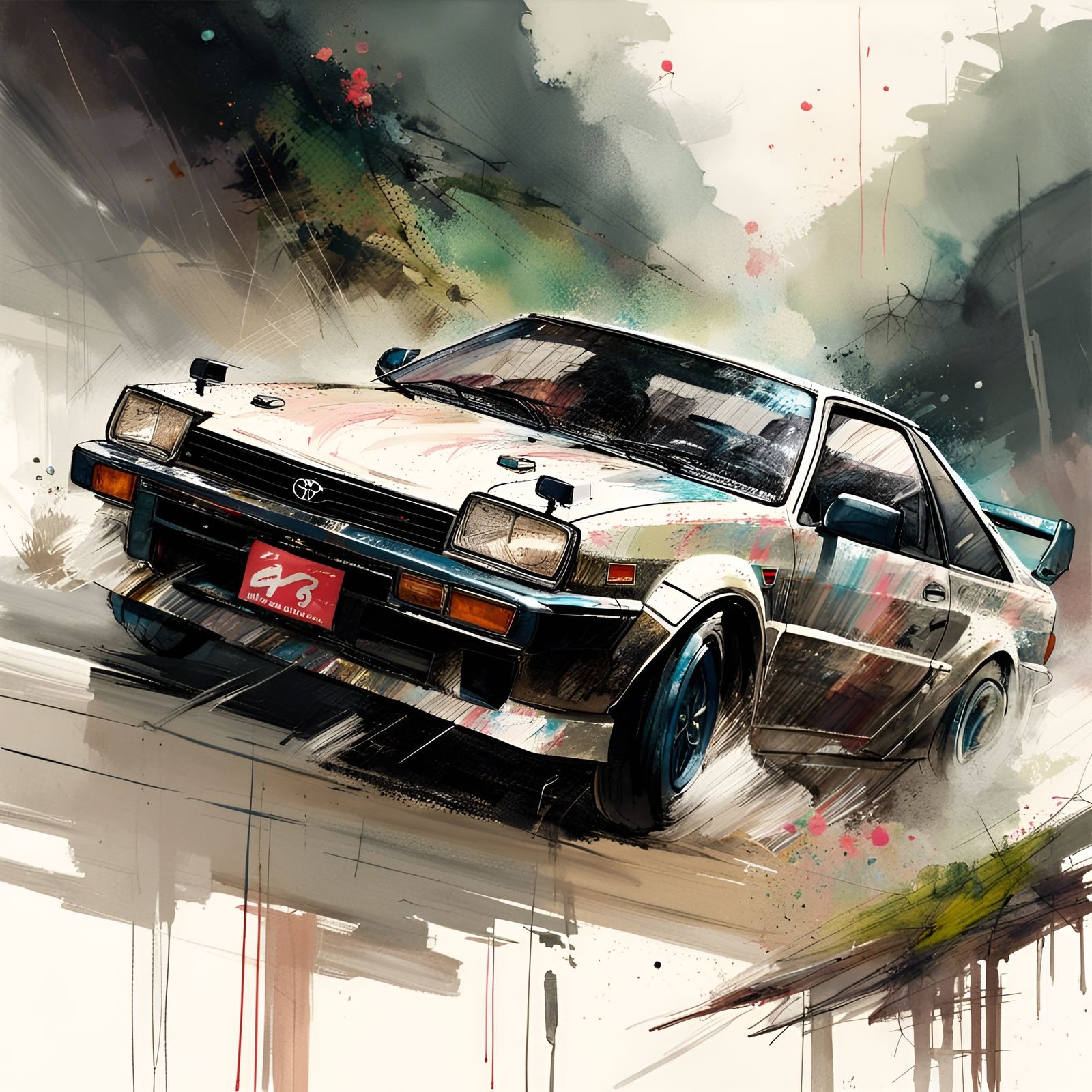 Toyota AE86 Trueno Drifting on Japanese Mountain Road