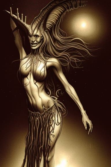 Monochromatic Gothic Zombiecore Pencil Sketch in Brom Style