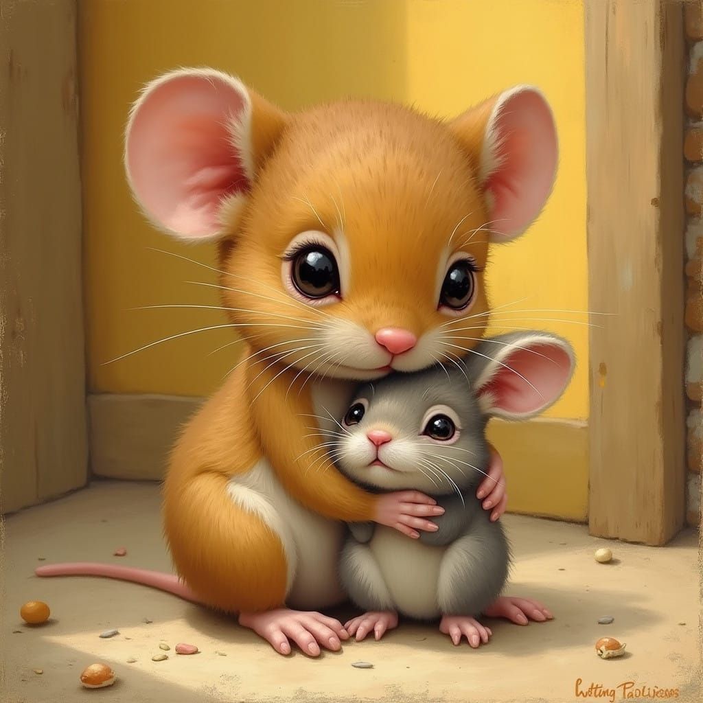 Tiny Rabbit in Cozy Golden Scene