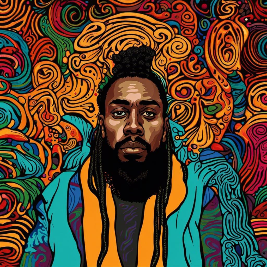 Psychedelic Hip Hop Portrait in Klimt Style