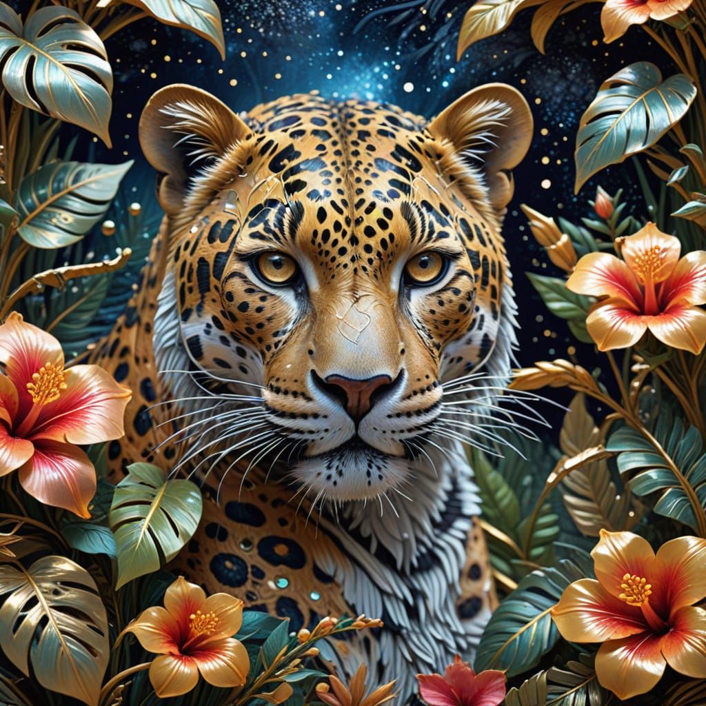 Vibrant Ukiyo-e Inspired Wildlife Scene with Intricate Detai...