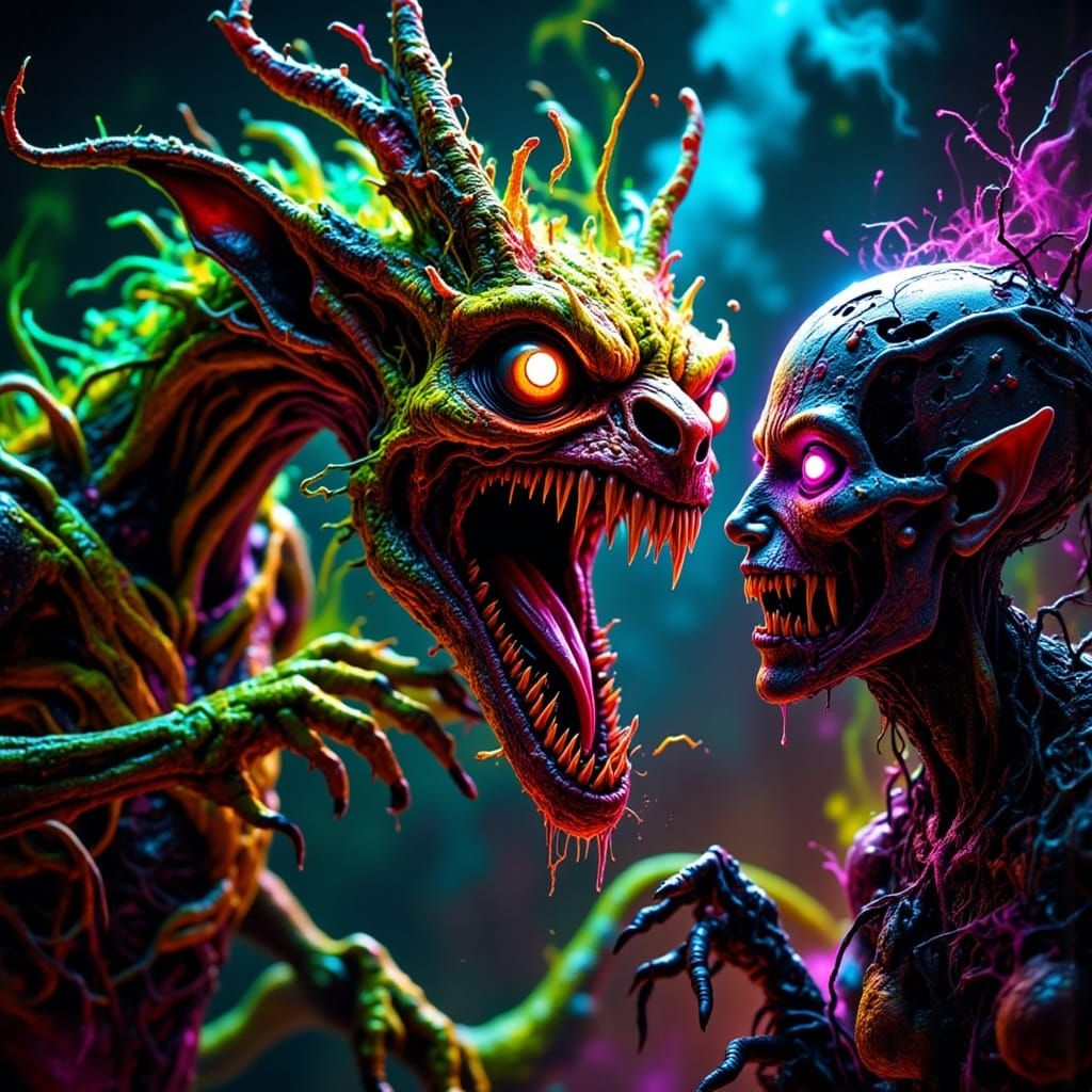 Grotesque Dragon's Sinister Grin in Dark Fantasy Horror