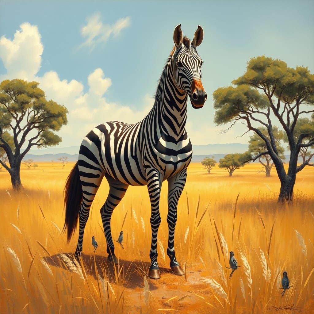 Majestic Zorse in Vibrant Savannah Landscape