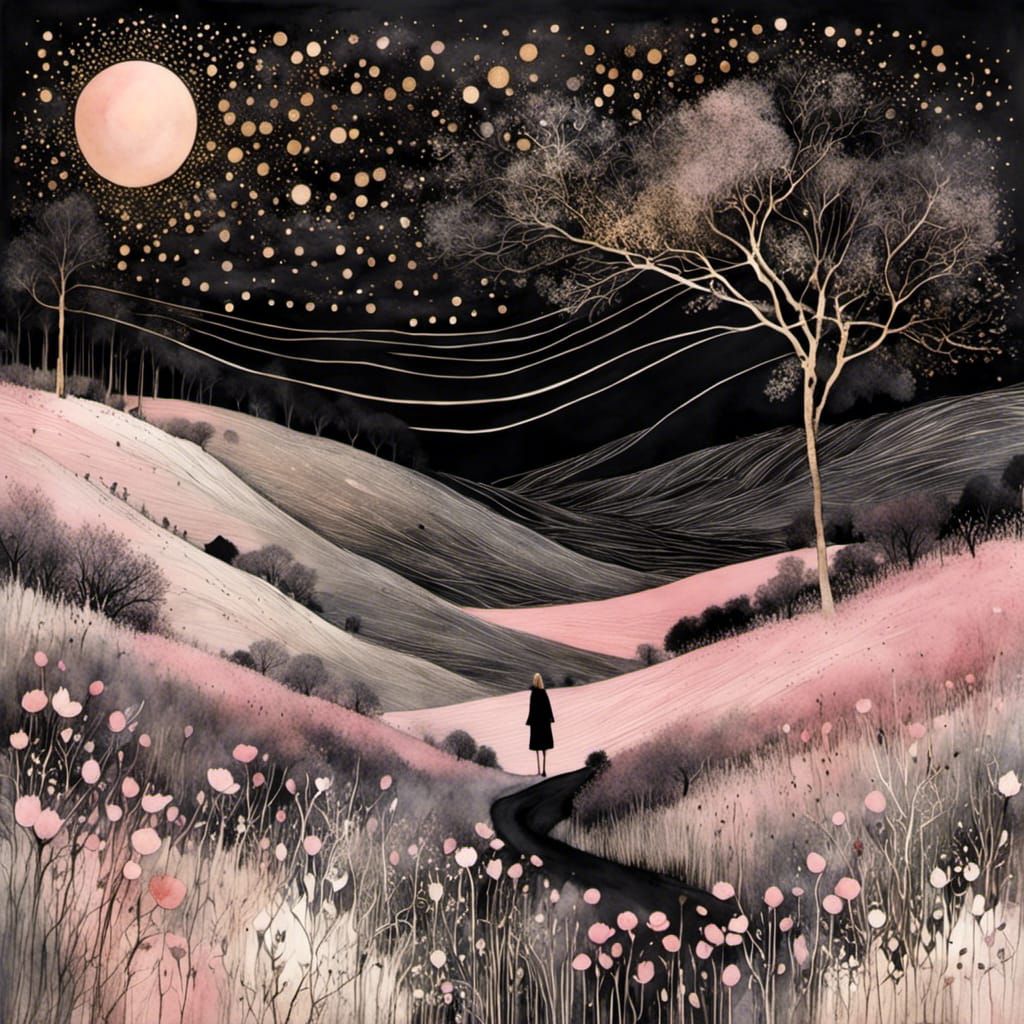 Liquid Ink Landscape in Abstract Style