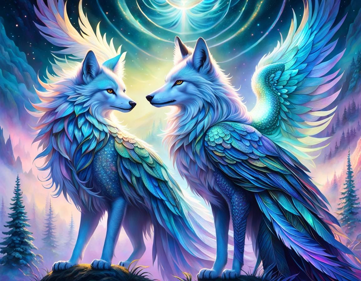 Hybrid Girl in Ethereal Land, Mixed Media Illustration