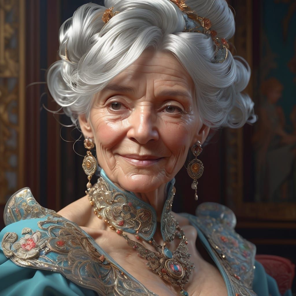 Elegant Aristocratic Matriarch in Refined Portraiture