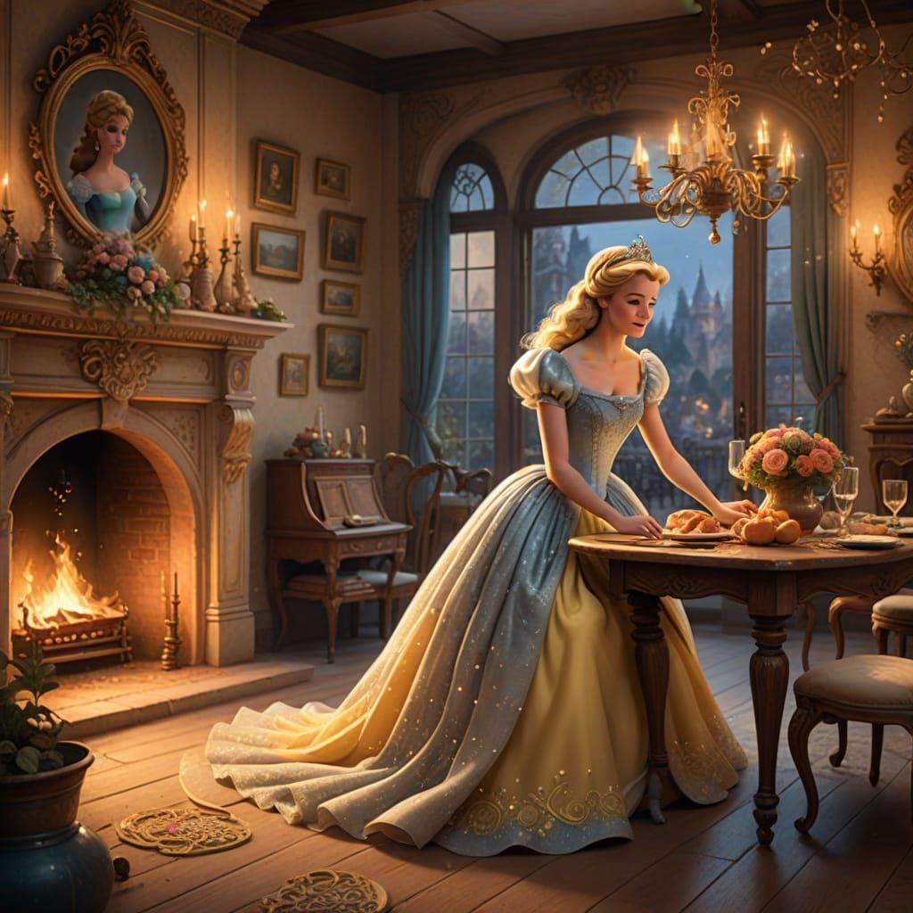 Whimsical Cinderella Sweeps a Warm and Cozy Dining Room