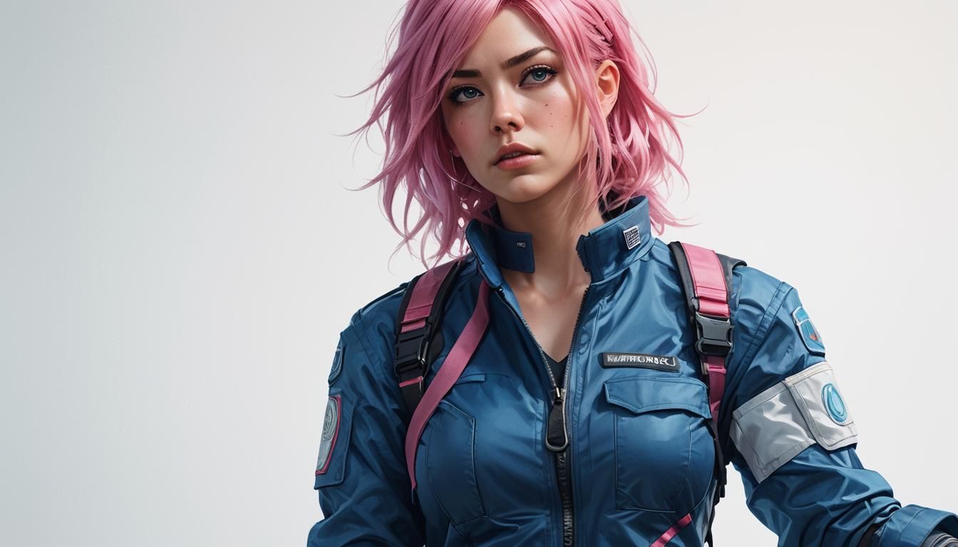 Confident Woman in Futuristic Engineering Uniform as Digital...