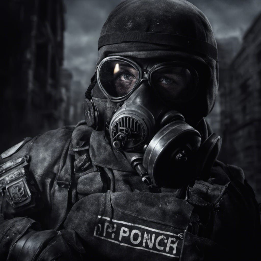 Post-Apocalyptic Gas Mask Operator on Mission