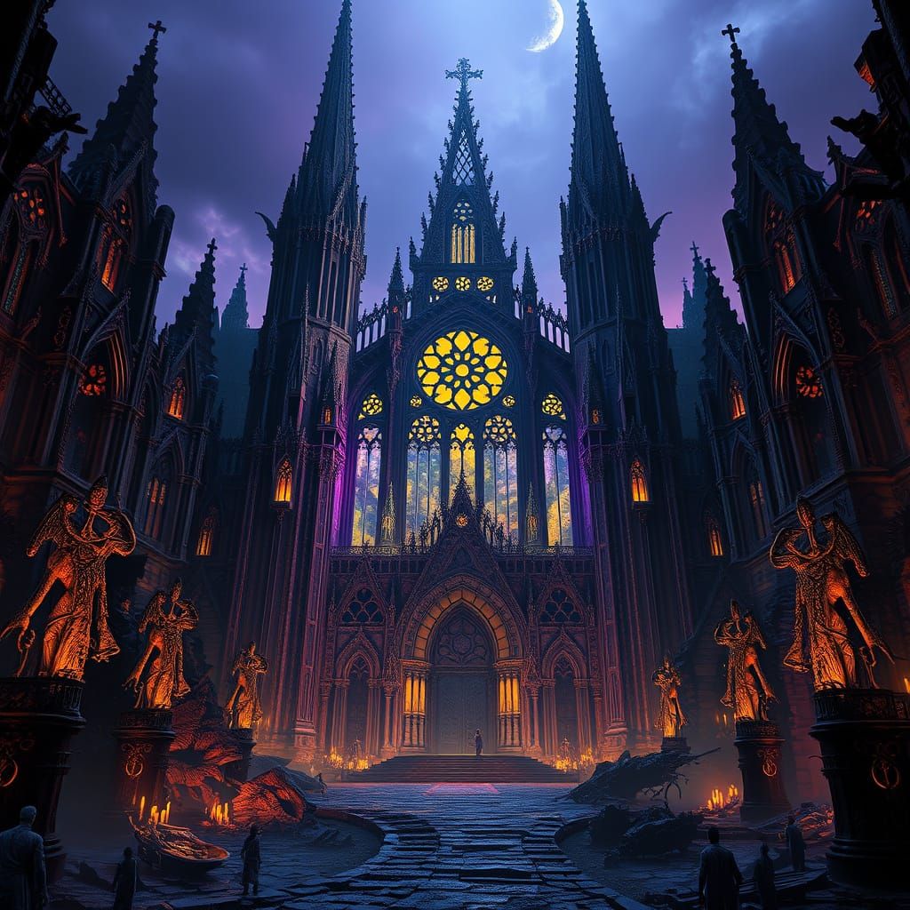 Ruined Cathedral Teeming with Damned Souls