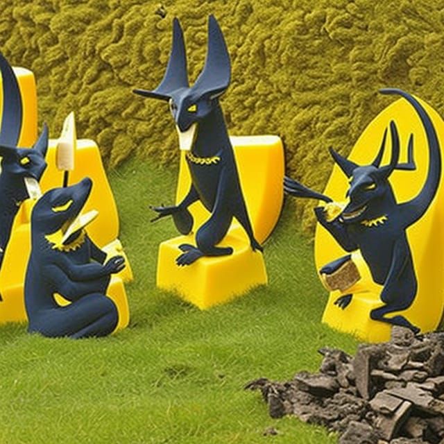 Demons Eating Cheese: Cartoon Digital Art