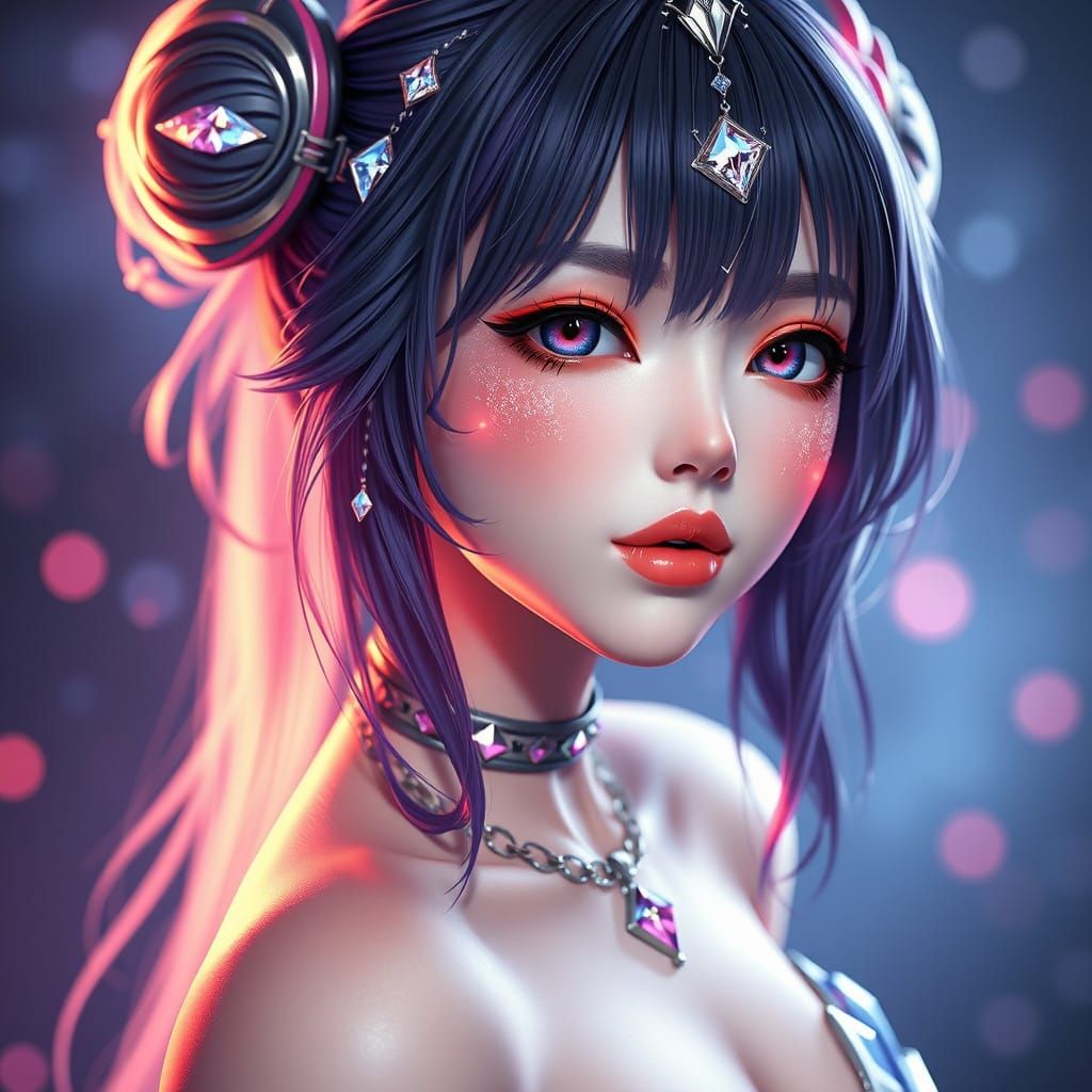 Surreal Anime-Inspired Concept Art of a Diamond Girl