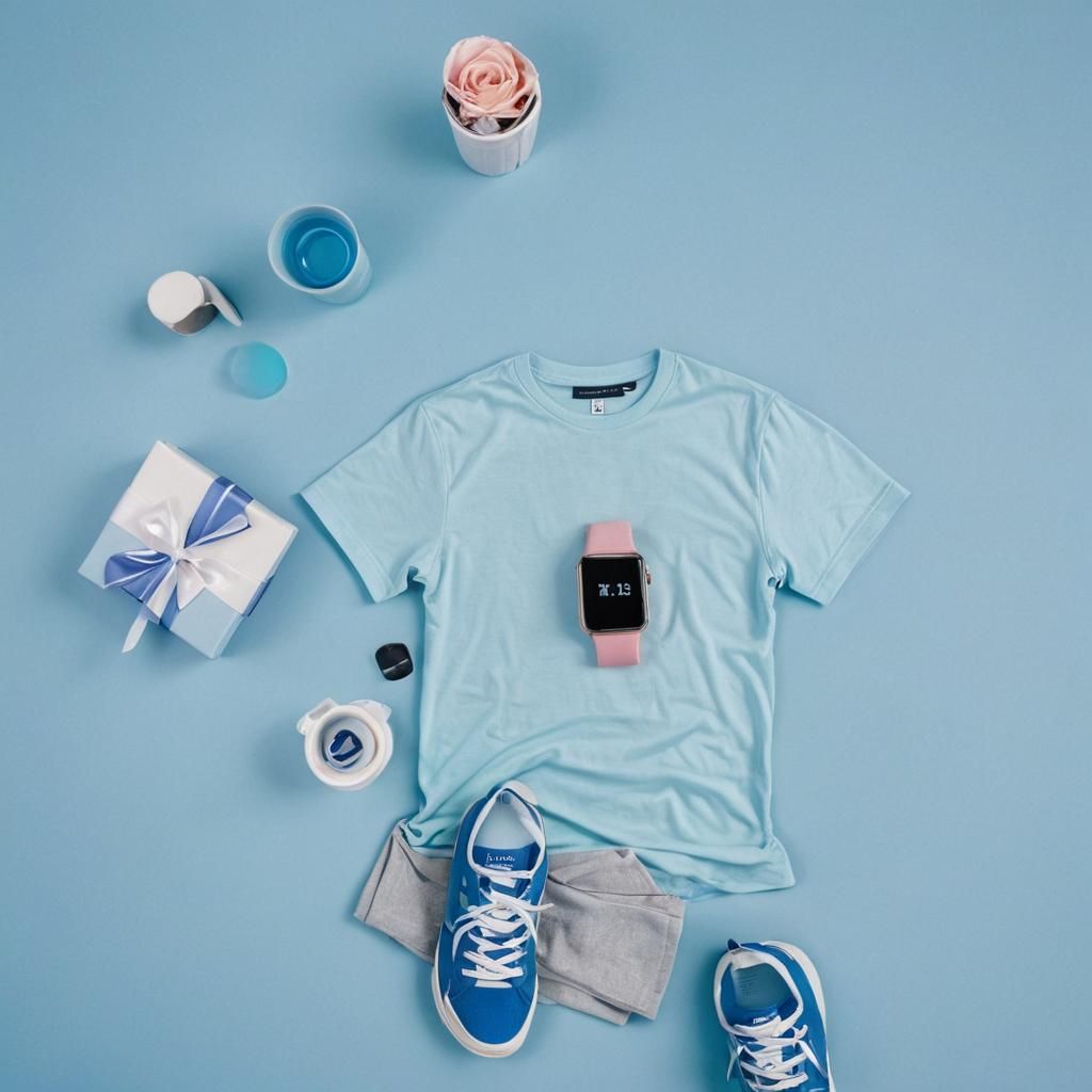 Minimalist Colorful Gifts on Blue: Product Photography