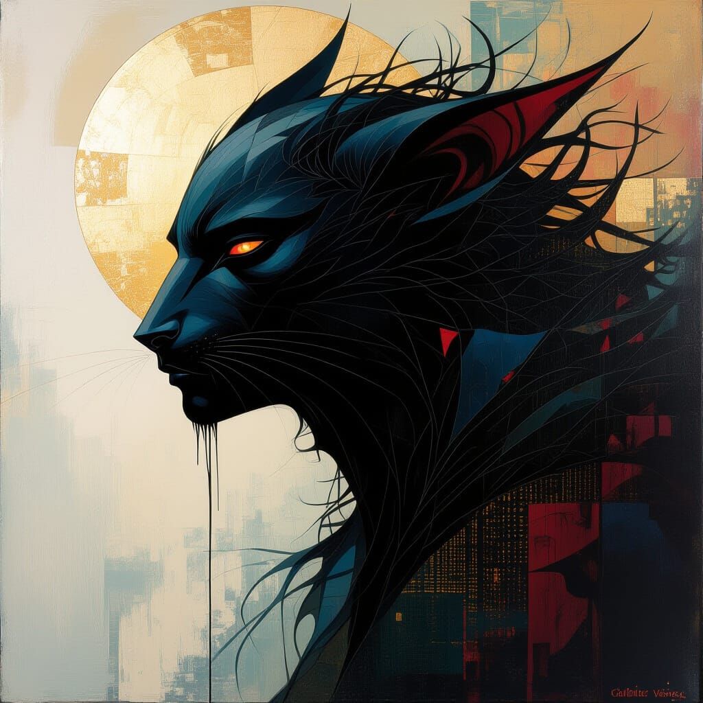 Intricate Beastly Antagonist in Art Nouveau Style