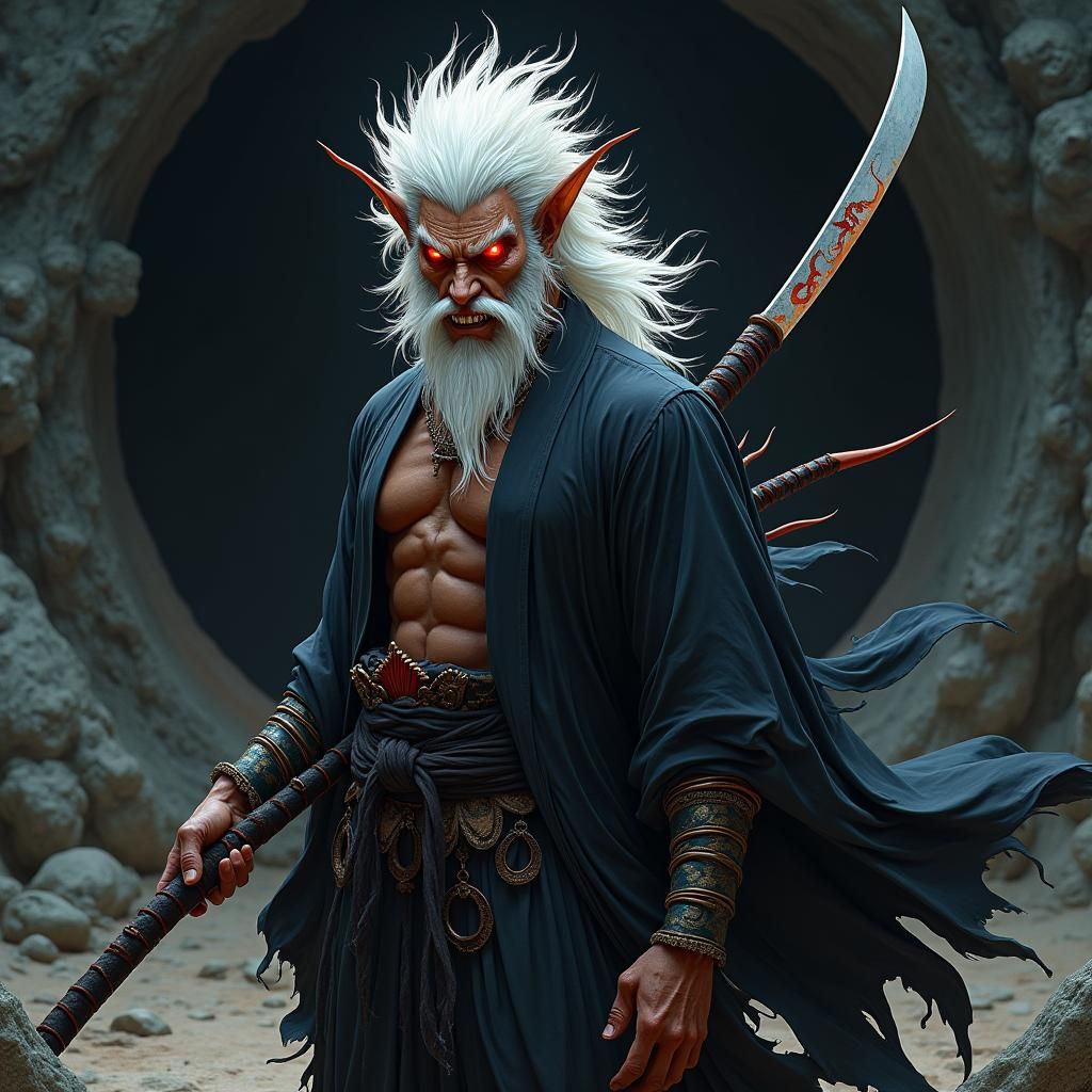 Otherworldly Warrior with Ōdachi Sword in Astral Art Style