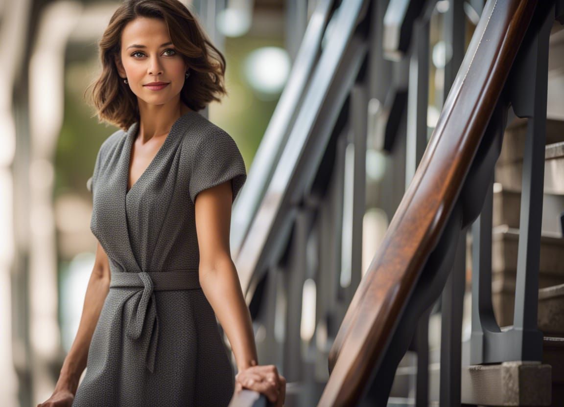 Woman Climbing Stairs in Professional Photography Style