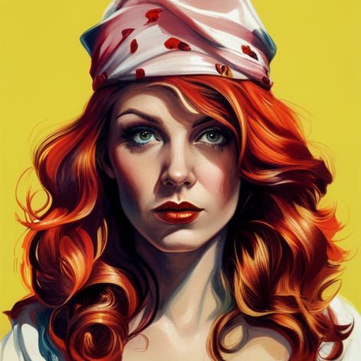Redhead Cowgirl in Classic Pin-Up Style