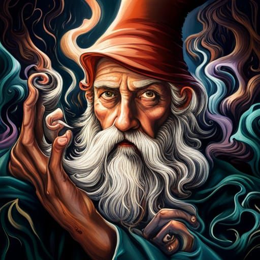 Wizard Casting Necromancer Spell in Graffiti Art Style