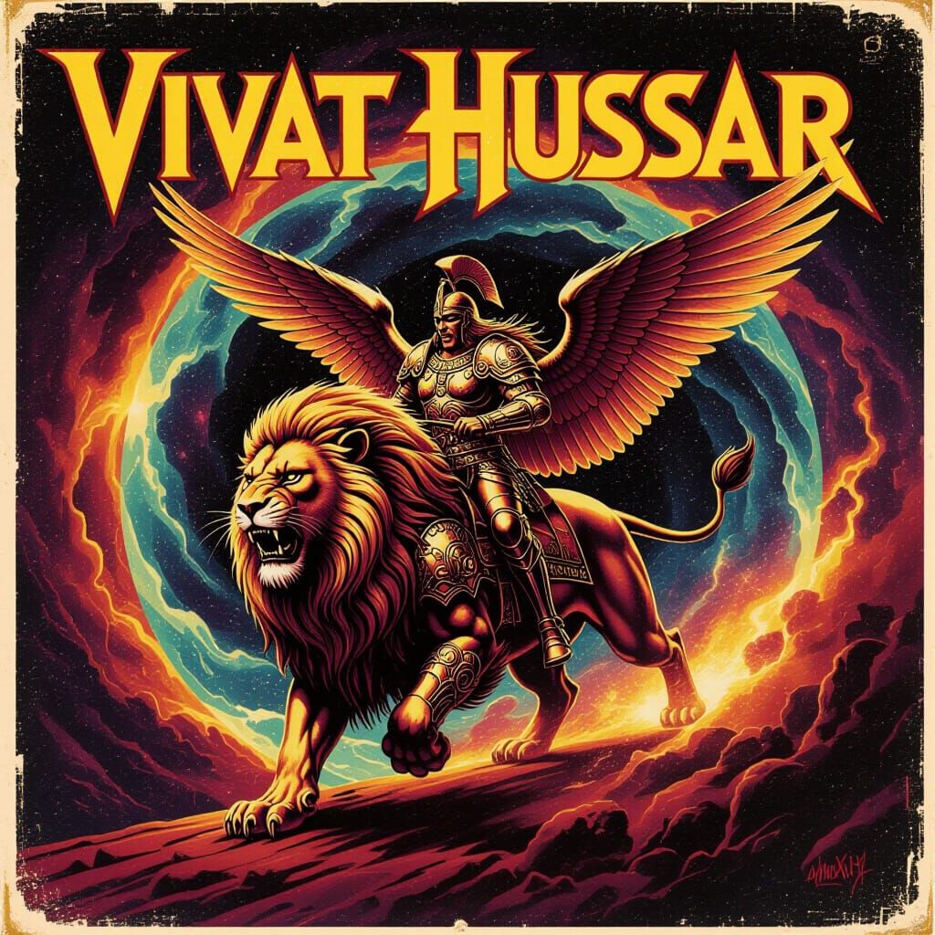 Retro-Futuristic Album Art of Armored Warrior