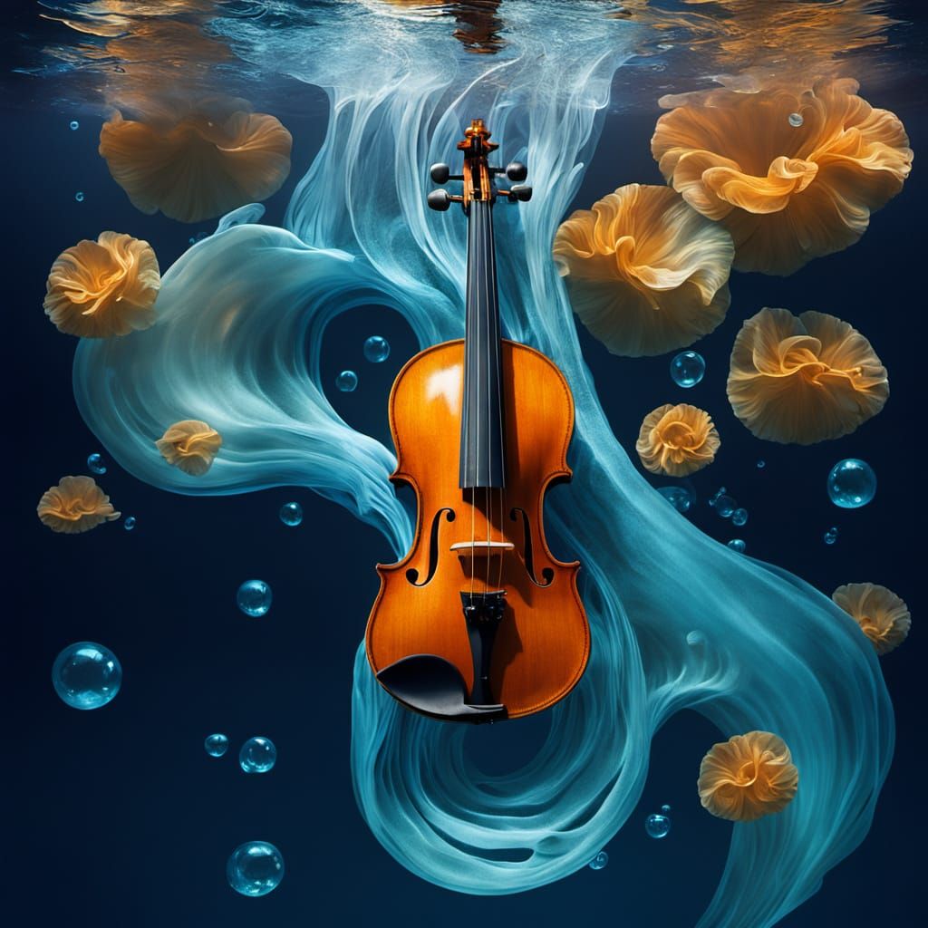 Ethereal Violin Sculpted From Rippling Water