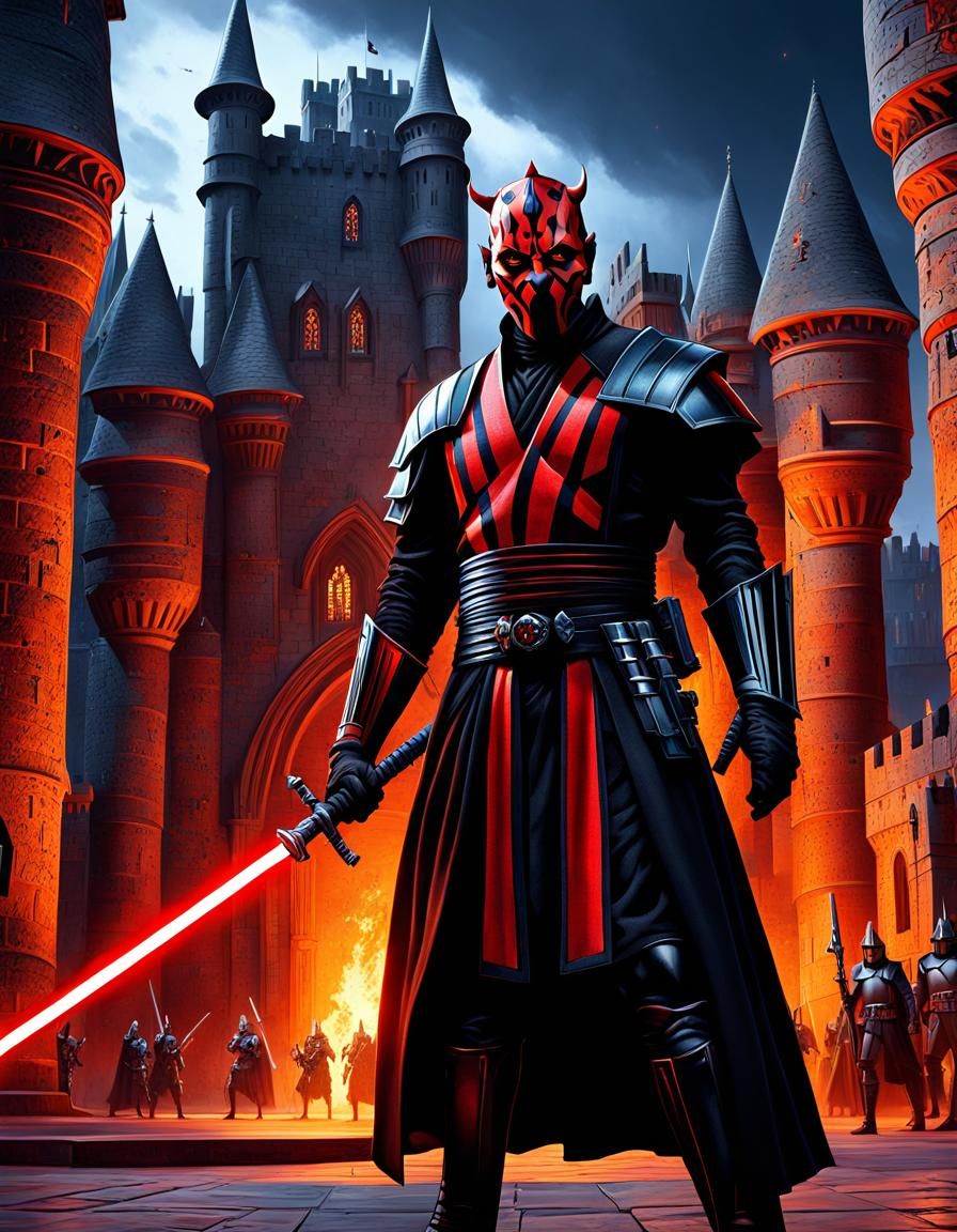 Darth Maul vs Medieval Knights: Dark Fantasy Art