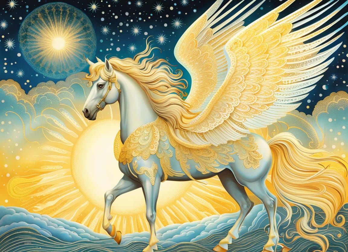 Radioluminescent Pegasus with Opalescent Wings in Fairytale ...