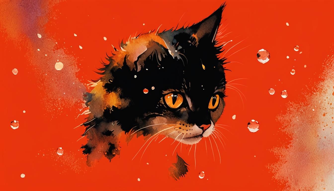 Whimsical Kitten Serenade in Rainy City