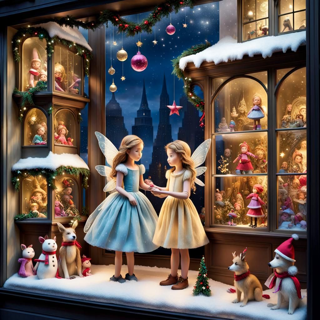 Enchanting Christmas Window Display of Toys