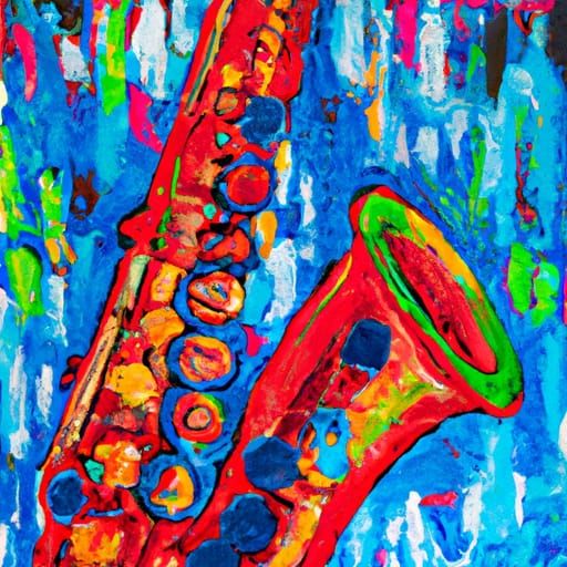 Saxophone in Neo-Impressionist Expressionist Style