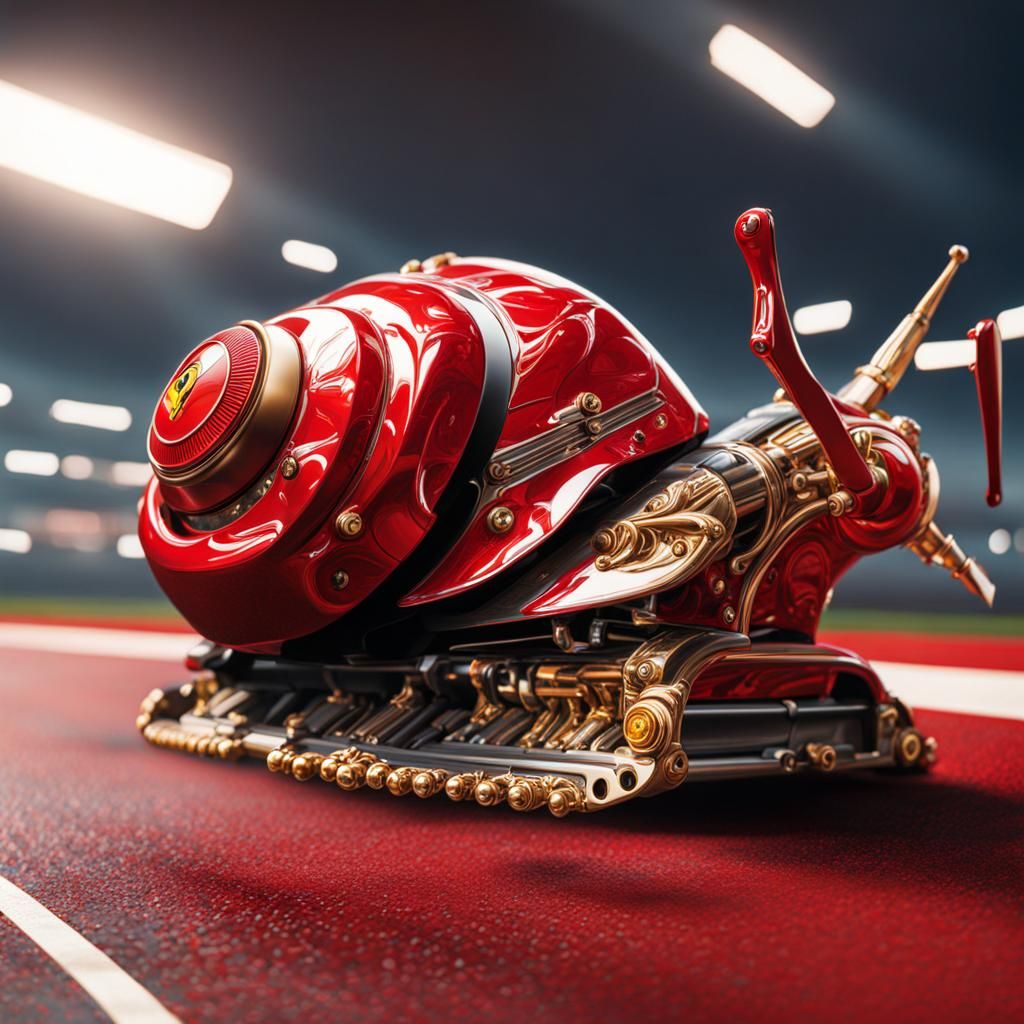 Ornate Red Ferrari as Oil Painting