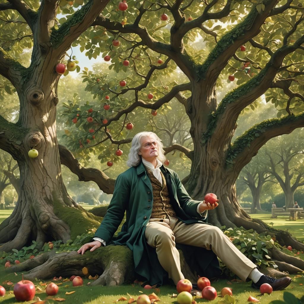 Newton's Apple: A Serene Garden Scene