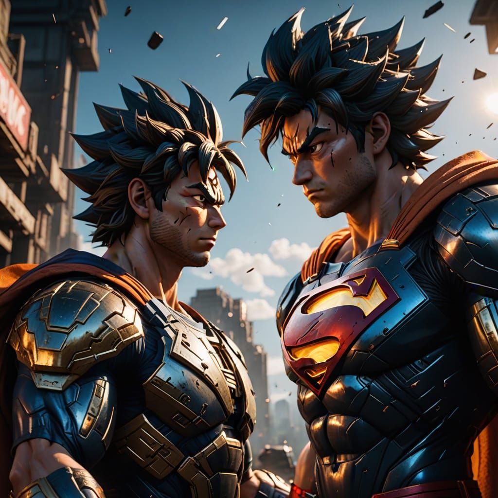 Epic Fantasy Art: Son Goku's Blinding Speed vs Superman's Sh...