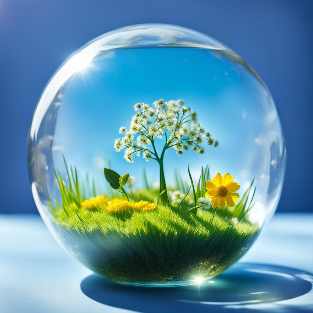 Spring Day in a Glass Globe