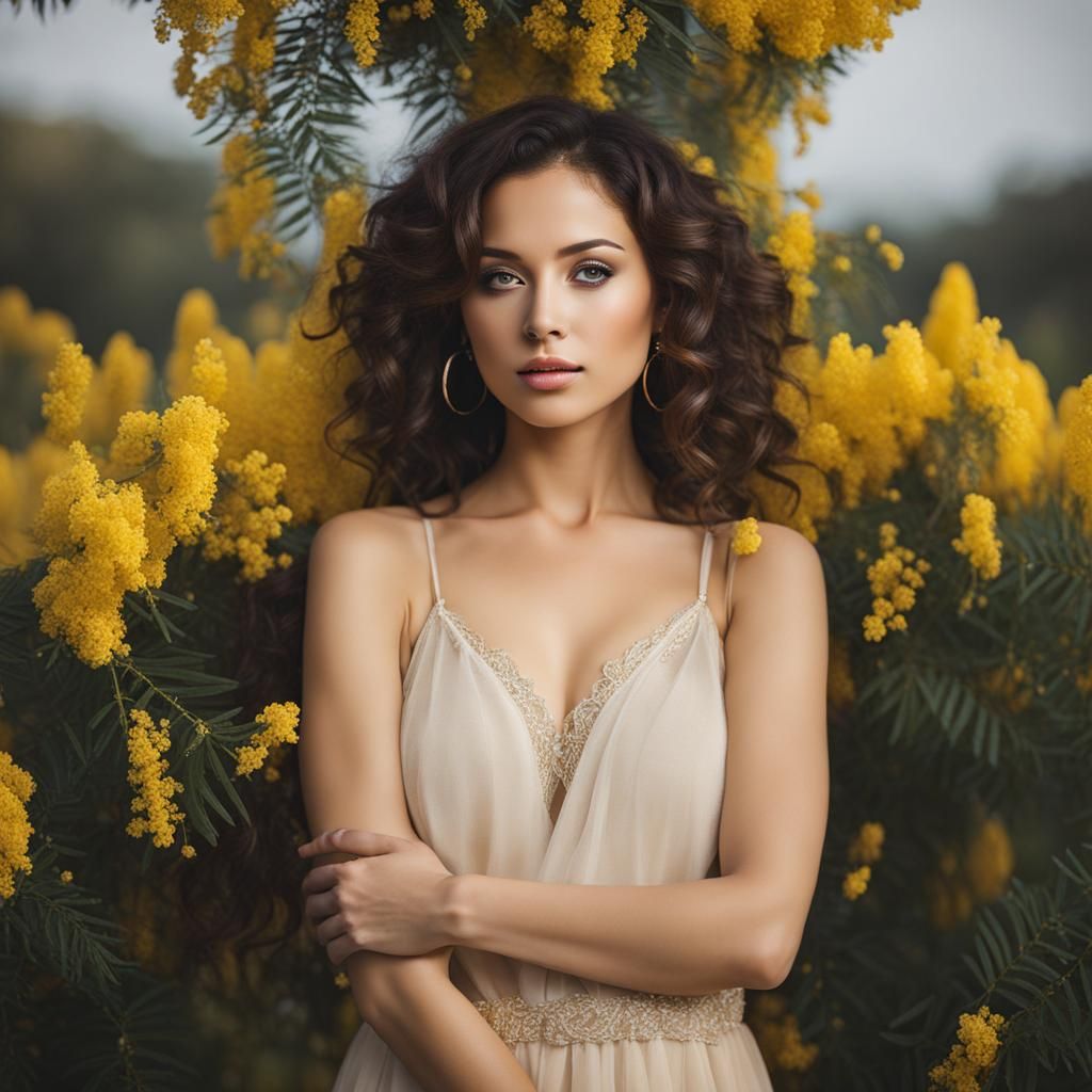 Mimosa Tree Woman: Full Body Portrait